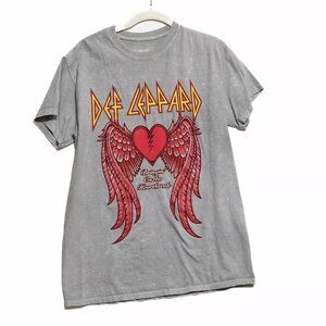 Def Leppard Bringin On The Heartbreak Mens Gray T-Shirt Short Sleeve Size M